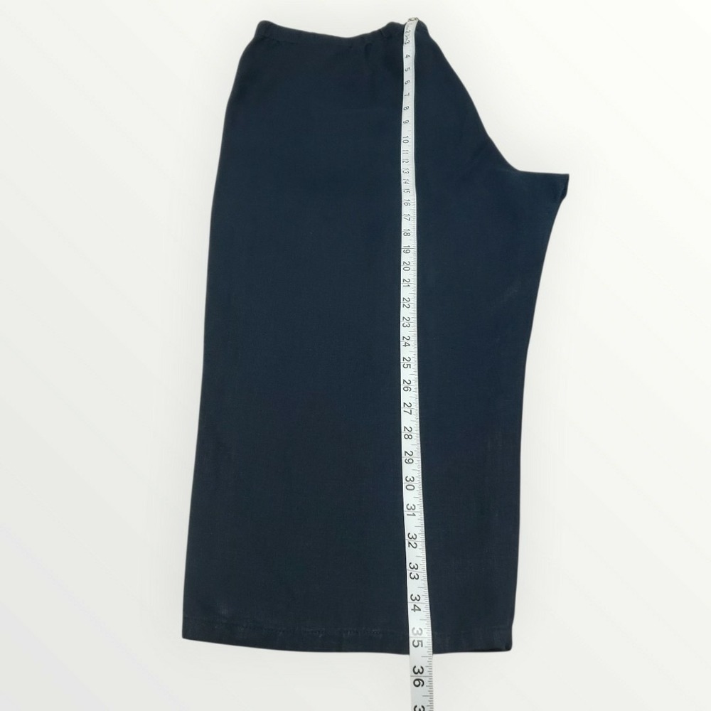 J.Jill Love Linen Navy Blue Pull On Crop Pants XL Wide Leg Elastic Waist Pocket - Picture 9 of 10